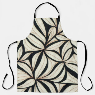 Delantal Apron floral elegante negro y crema