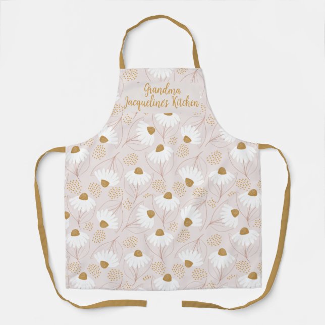 Delantal Apron floral elegante personalizado para la abuela (Anverso)