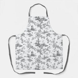 Delantal Apron floral inglesa vintage de Jouy-Blue