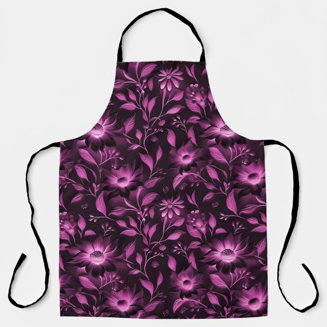 Delantal Apron floral magenta (Anverso)