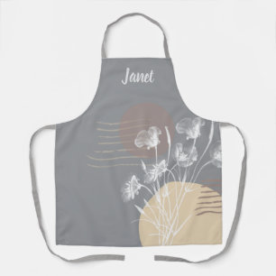 Delantal Apron floral Minimalista grisáceo suave y romántic