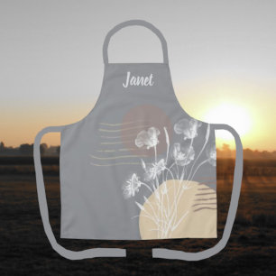 Delantal Apron floral Minimalista grisáceo suave y romántic