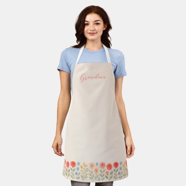 Delantal Apron floral para abuela o mamá (Gastado)