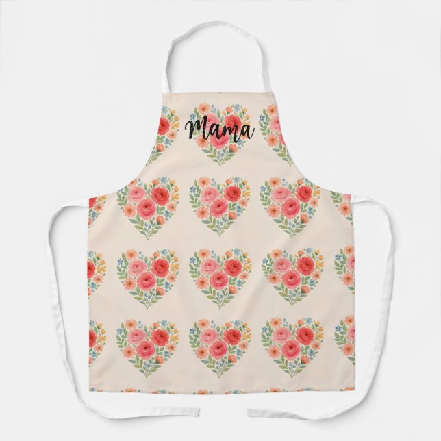 Delantal Apron floral para mamá (Personalizable) (Anverso)