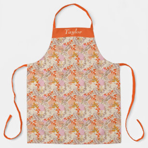Delantal Apron floral personalizada retro Naranja