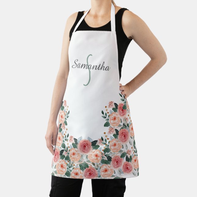 Delantal Apron floral personalizado: regalo de nombre perso (in situ)