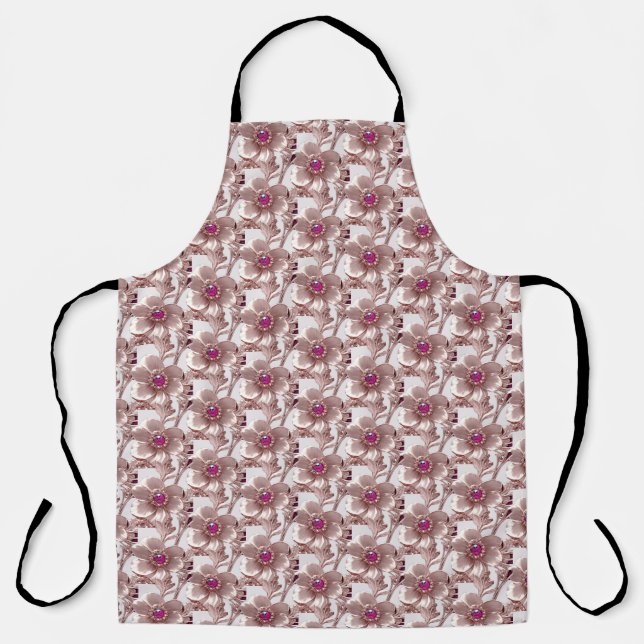 Delantal Apron floral rosa (Anverso)