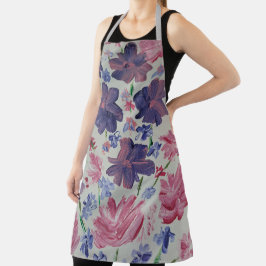 Delantal Apron floral Rosa de la luna azul
