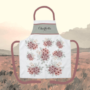 Delantal Apron floral rosa y blanca en verano