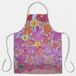 Delantal Apron floral rosada