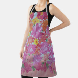 Delantal Apron floral rosada