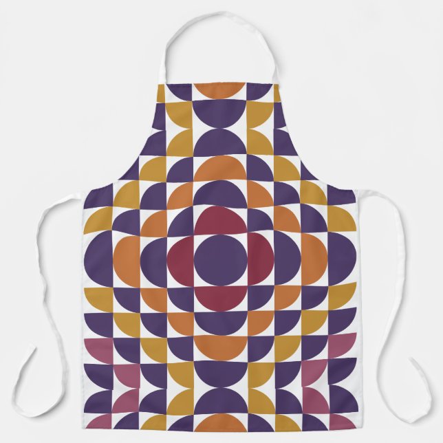 Delantal Apron geométrico de los círculos retro | Moderna a (Anverso)