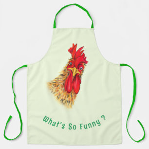 Delantal Apron gracioso con gallo sorprendido - texto Perso
