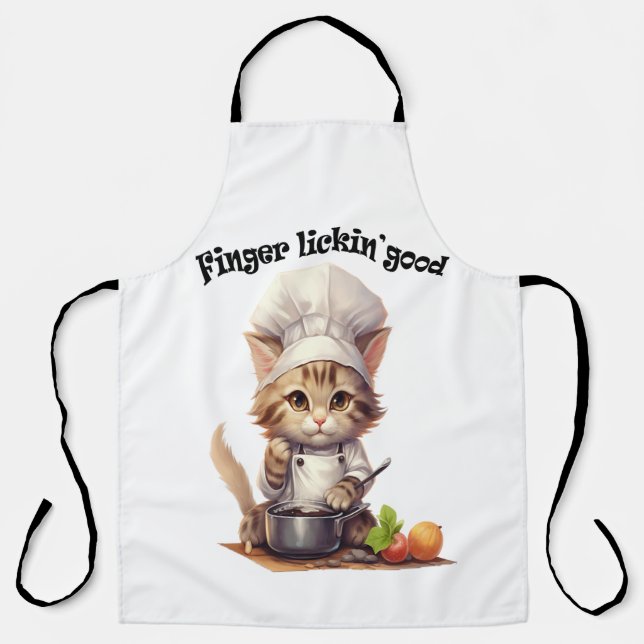 Delantal Apron Gracioso Para Los Amantes Del Gato Dedo Lick (Anverso)