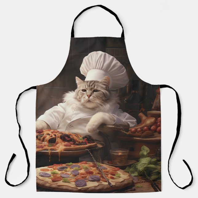 Delantal Apron Gracioso Para Los Gatos Chef De Pizza (Anverso)