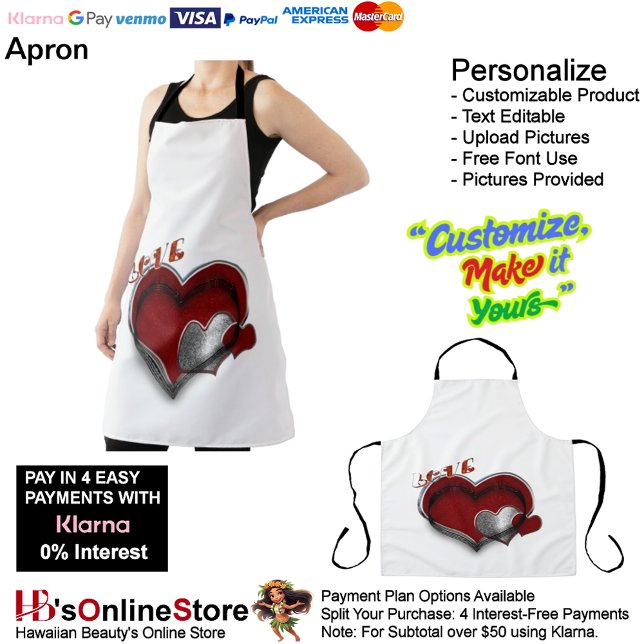 Delantal Apron grande de Heart Magic White (Love Heart White Kitchen Cooking Mess Free Large Apron.)