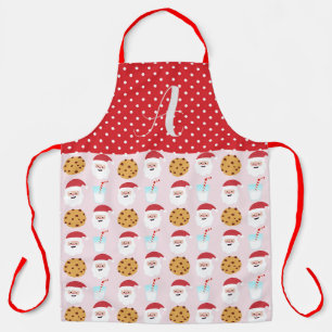 Delantal Apron grande de leche rosa de Santa y galletas