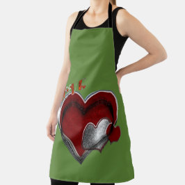 Delantal Apron grande Heart Magic Green