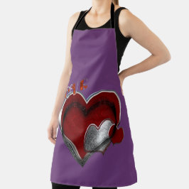 Delantal Apron grande Heart Magic Purple