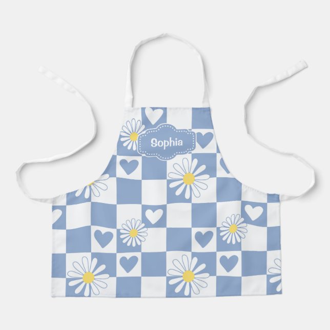 Delantal Apron Gray Checkered Personalizado (Anverso)
