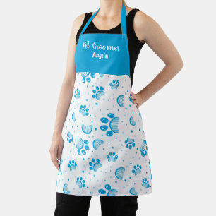 Delantal Apron Groomer Blue Paw Mascota personalizado