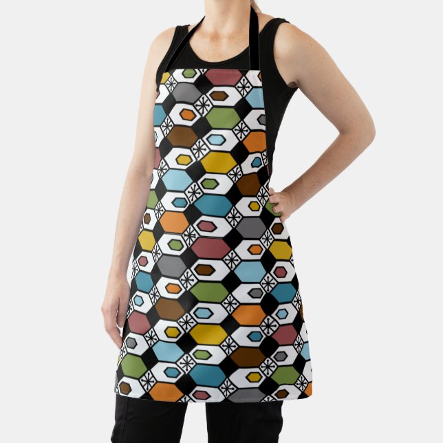 Delantal Apron Hexagons y Starbursts (in situ)