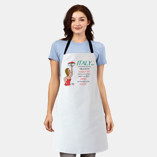Delantal Apron impreso en todo el mundo de comida italiana  (Gastado)