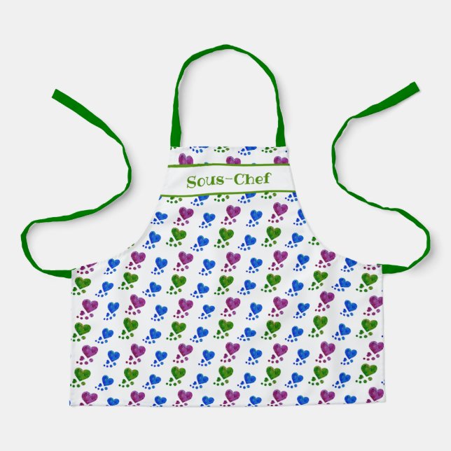 Delantal Apron infantil - Corazones acrílicas abstractas (Anverso)