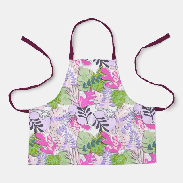 Delantal Apron infantil : Hojas abstractas (blancas) (Anverso)