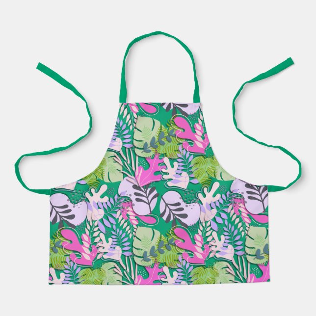 Delantal Apron infantil : Hojas abstractas (verdes) (Anverso)