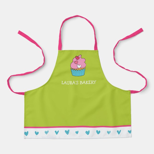 Delantal Apron infantil personalizado con un pastel (Anverso)