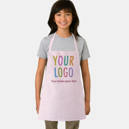 Delantal Apron infantil rosa con logo escolar y texto Perso