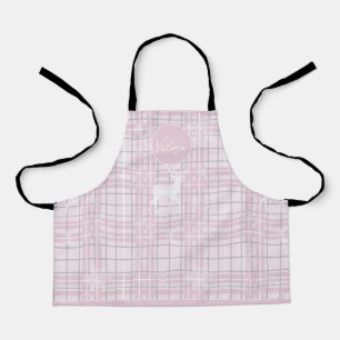 Delantal Apron inicial de comprobación rosa para niños pequ