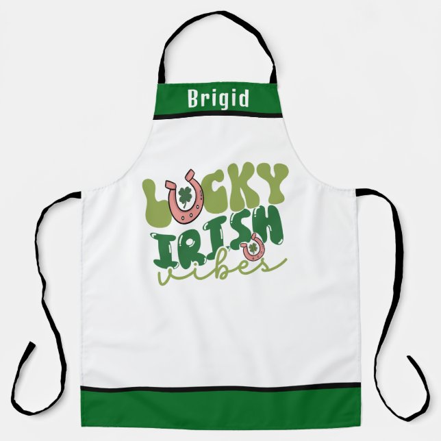 Delantal Aprón irlandés de Vibes de suerte - St. Paddy G. (Anverso)
