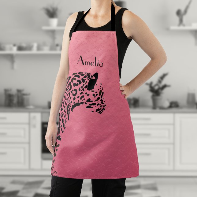 Delantal Apron Jaguar negro y rosa personalizado (Subido por el creador)