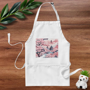 Delantal Apron japonés rosa y gris