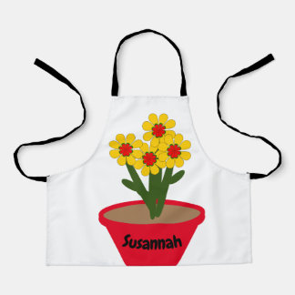 Delantal Apron - Lápiz flor con flores amarillas