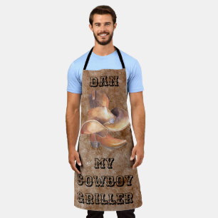 Delantal Apron Large Cowboy's Boot and Gorra on Paint Grill