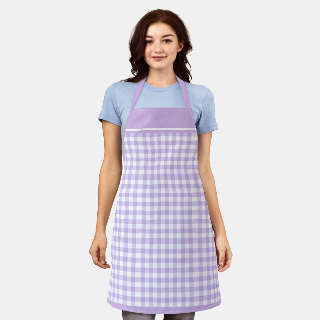 Delantal Apron Lavender Gingham Check (Gastado)