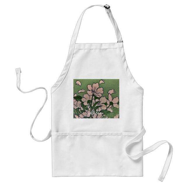 Delantal Apron mágico con flores rosadas (Frente)