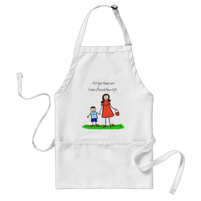 Delantal Apron mami y yo (Brunette - Nombres personalizados (Frente)