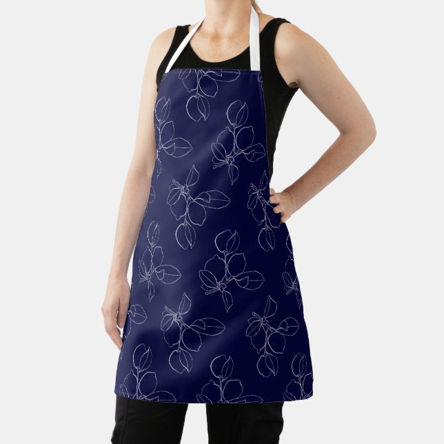 Delantal Apron Medium (66 x 76,2cm) - Blue And White Lemons (in situ)
