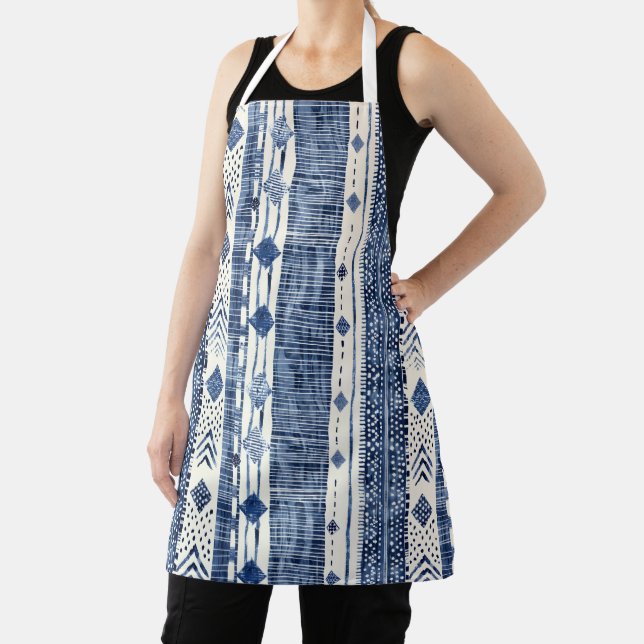 Delantal Apron Medium (66 x 76,2cm)- Blue And White Pattern (in situ)