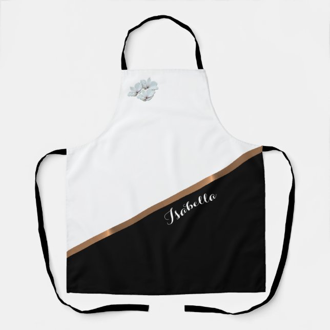 Delantal Apron Minimalista blanco negro personalizado elega (Anverso)