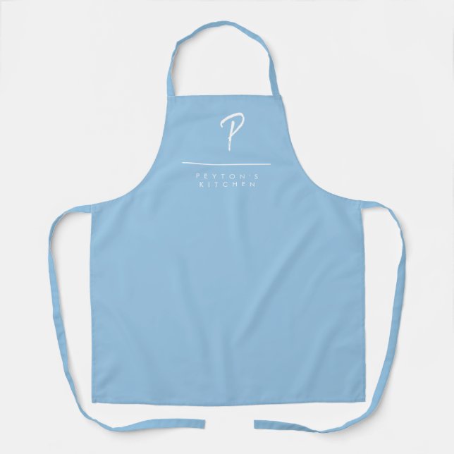 Delantal Apron monogramado azul en polvo (Anverso)