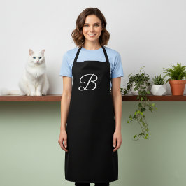 Delantal Apron monogramado negro sólido largo