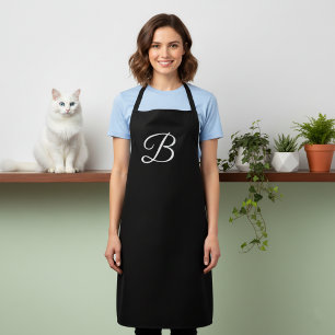 Delantal Apron monogramado negro sólido largo