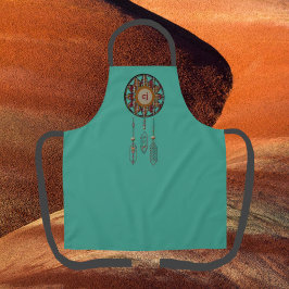 Delantal Apron monogramado turquesa con Dreamcatcher