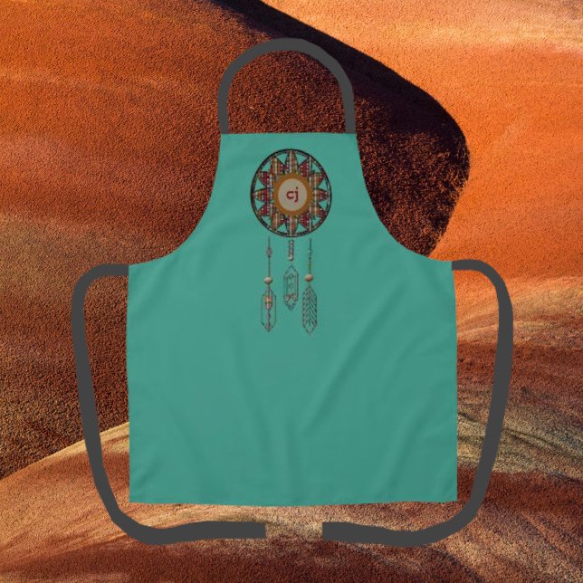 Delantal Apron monogramado turquesa con Dreamcatcher (Subido por el creador)