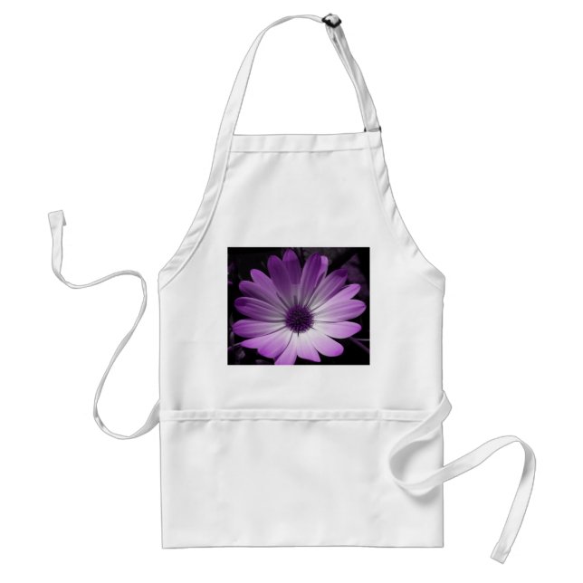 Delantal Apron morado de flores de margarita (Frente)